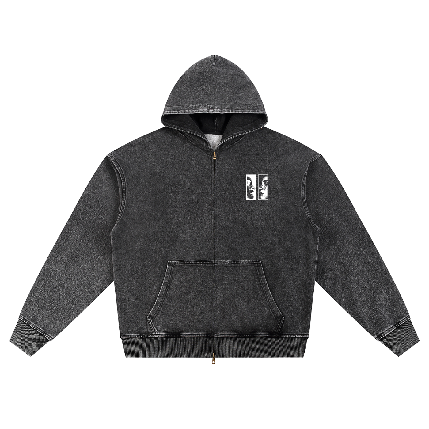 Snow Wash Oversized Zip-Up Hoodie